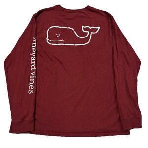 Vineyard Vines T Shirt Men's XL Big Whale Logo Maroon Long Sleeve Tee